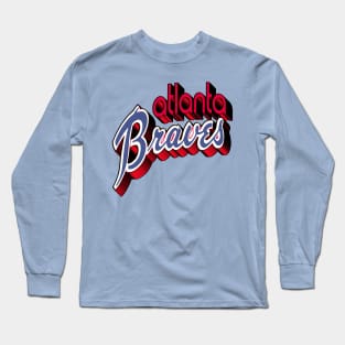 Atlanta Braves 3D - Hank Aaron era 1970s Logo Long Sleeve T-Shirt